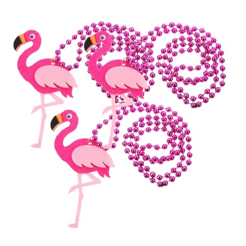 Yardenfun 3 Stück Teiliges Hawaiianisches Flamingo Halskette Filz Pendelkette für Strandpartys und Sommer Themen Modischer Halsschmuck für Damen und Herren von Yardenfun
