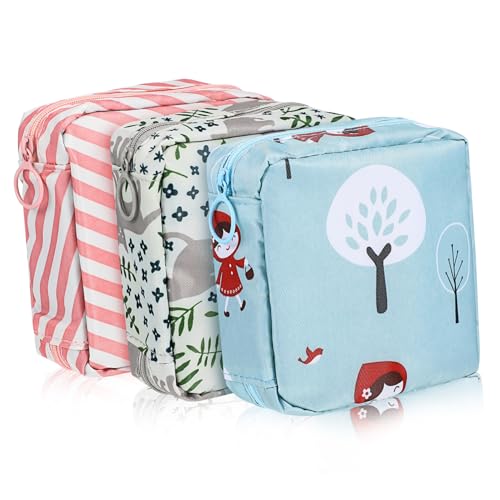 Yardenfun 3 Stück Teiliges Hygienische Aufbewahrungstaschen für Damenbinden mit Reißverschluss Langlebiges Material Organizer mit Zwischenfach Kompakte Periodentasche für Reise und Alltag von Yardenfun