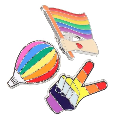 Yardenfun 3 Stück Teiliges Regenbogen Anstecknadeln Metall Broschen für Rucksack Pride Abzeichen Stilvolle und Langlebige Kleidung Accessoires für Gleichheit und Unterstützung von Yardenfun