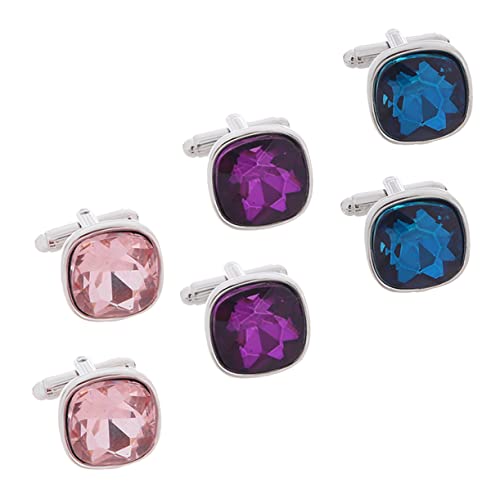 Yardenfun 3paare Manschettenknöpfe Für Herren Aus Hochwertiger Legierung Mit Strasssteinen Kratzfest Und Glänzend Für Anzug Und Smoking Klassisches Design Für Alltag von Yardenfun