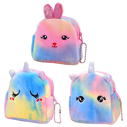 Yardenfun 3-teilige Dekorative Tasche Mit Reißverschluss Für Mädchen Plüsch-schlüsseltasche Süßes Kleingeld-Portemonnaie Für Jungen Und Mädchen Zufälliger Stil von Yardenfun