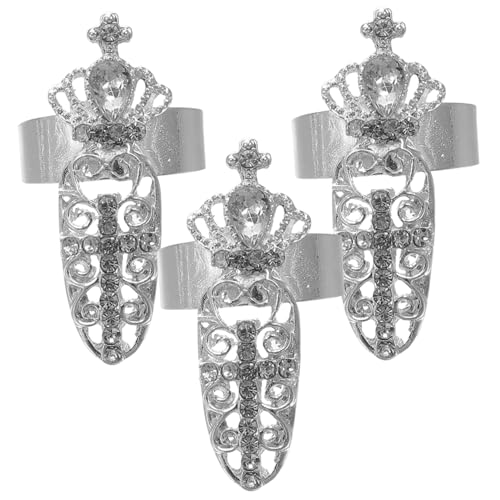 Yardenfun 3Stücke Krone Fingernagel Ringe mit Strass Frauen Schmuck Dekoration für Fingernägel Silberfarbenes Design für und Nail Art Zubehör Yardenfun 3Stücke Krone Fingernagel Ringe mit Strass Frauen Schmuck Dekoration für Fingernägel Silberfarbenes Design für und Nail Art Zubehör von Yardenfun