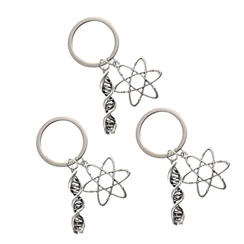 Yardenfun 3st Schlüsselbund Chemische Schlüsselanhänger Neurotransmitter-schlüsselanhänger Biologie- -schmuck Für Naturwissenschaftslehrer Labor Silver Zinklegierung von Yardenfun