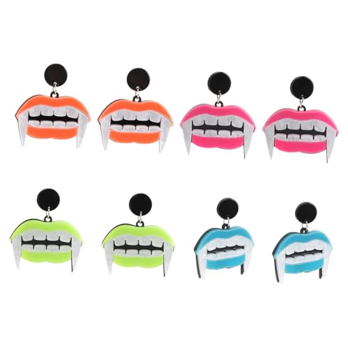 Yardenfun 4paare Mundzahnohrringe Lustige Baumelnde Ohrschmuck Ohrhänger Für Frauen Und Mädchen Halloween-party-schmuck Kreative Für Freunde von Yardenfun