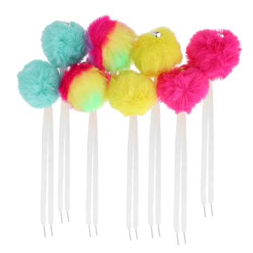 Yardenfun 4 Paare Roller Skates Pompons mit Glöckchen Bindebänder für Rollschuhe Dekorative Fellbommel in Gelb Regenbogen und Geeignet für Damen Rollschuhe und Eislaufschuhe von Yardenfun