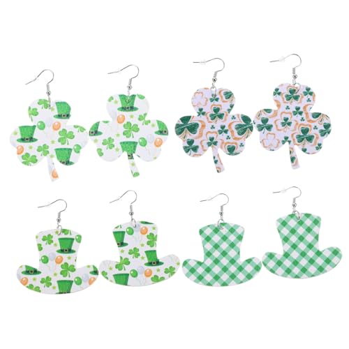 Yardenfun 4 Paare Shamrock Ohrstecker Damen Ohrringe Patricks Day Schmuck Party Accessoires Glücksbringer von Yardenfun