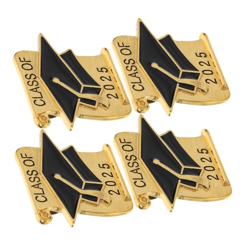 Yardenfun 4 Stk. Teiliges Abschlusskappe Langlebige Zinklegierung Brosche Feine Verarbeitung Geschenk für Absolventen Dekoratives Abzeichen für Jacken und Accessoires von Yardenfun
