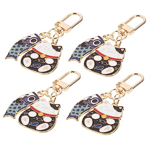 Yardenfun 4 Stücke Chinesische Katze Schlüsselanhänger Charme Hängen Fisch Form Dekorative Metall Ornament Für Tasche von Yardenfun