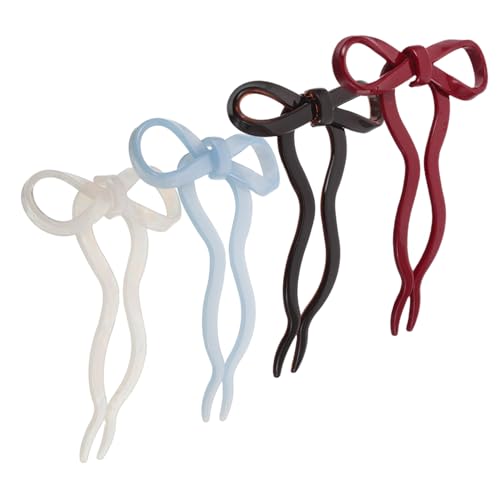 Yardenfun 4 Stück Kleine Schleifen Haarklammern Französische U Förmige Wellen Haarspangen mit Verspieltem Schleifen Design für Mädchen Frauen Alltag Partys und Besondere Anlässe von Yardenfun