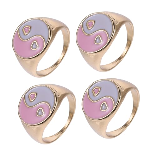Yardenfun 4 Stück Retro Ring Einzigartige Bagua Ringe für Damen Dekorative Schmuckstücke für Besondere Anlässe Hochwertige Fashion Accessoires von Yardenfun