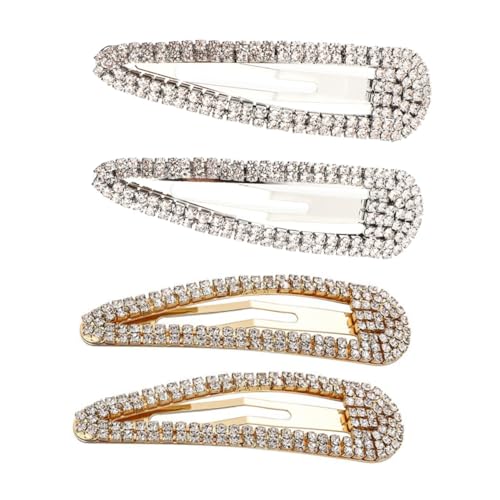 Yardenfun 4 Stücke Top Clip Für Flache Haar Clips Strass Snap Barrettes Legierung Seite Klemme Haar Zubehör Mädchen von Yardenfun