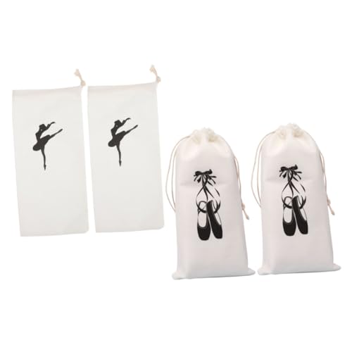 Yardenfun 4 Stück Teiliges Ballettschuh Kordelzug Taschen für Mädchen Tanzschuhe Ballett Tanzzubehör Schwarze Ballettschuhtasche Vielseitig Tragbar von Yardenfun
