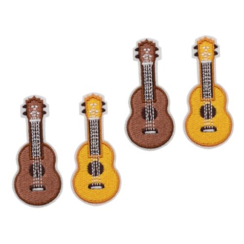 Yardenfun 4 Stück Teiliges Bestickte Ukulele Broschen Dekorative Anstecknadeln für Kleidung und Rucksäcke Leichte Farbenfrohe Pins Einfache Handhabung Kreative Gitarren Designs für Schüler von Yardenfun