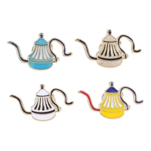 Yardenfun 4 Stück Teiliges Kreative Metall Anstecknadeln Kaffeekannen Design Leichte Kaffee Pins für Rucksäcke Hüte Kleidung für Kaffee Fans und Gesellige Treffen von Yardenfun