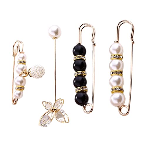 Yardenfun Sicherheitsnadel Brosche 4 Stücke Perlen Sicherheitsnadeln für Kleidung Pullover Schal Hosenbund Kleid Dekoration Damen von Yardenfun