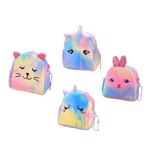 Yardenfun 4stücke Einhorn-förmige Tasche Als Wechseltasche Münzaufbewahrungstasche Und Geldbörse Aus Plüsch Mit Cartoon-Einhorn-Muster Praktisch Für Kleine Gegenstände von Yardenfun