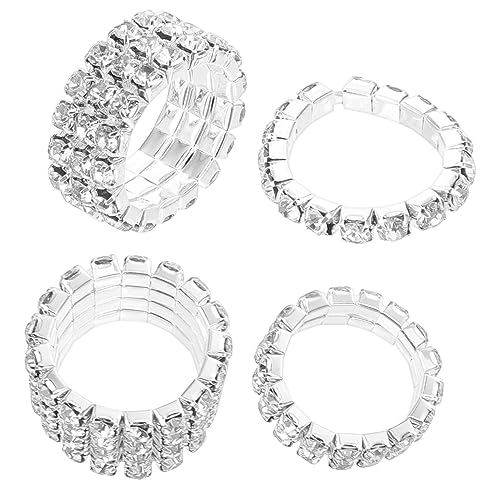 Yardenfun 4stücke Teiliges Set Funkelnde Ring Zirkonia Für Frauen Mehrreihig Elegantes Design Für Hochzeiten Jubiläen Und Besondere Anlässe von Yardenfun