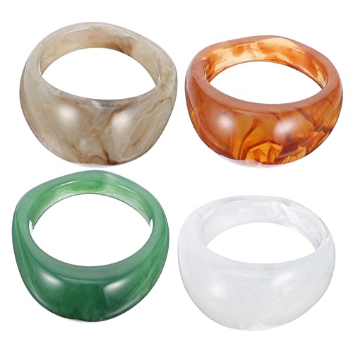 Yardenfun 4 Stück Vintage Harz Ringe Bunte Fingerringe Strapazierfähigem Harz Modischer Schmuck für Frauen für Alltag und Partys von Yardenfun