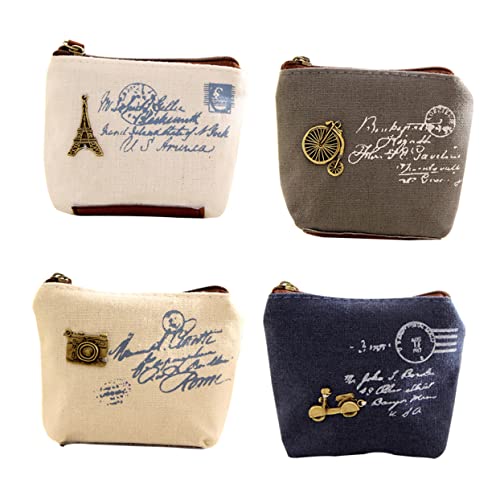 Yardenfun 4er Set Retro Canvas ünzgeldbörse Mini Geldbeutel Für Damen Stil Zufällig Ideal Als Praktisch Für Kleingeld Und Karten Modisches Accessoire Für Jede Gelegenheit von Yardenfun