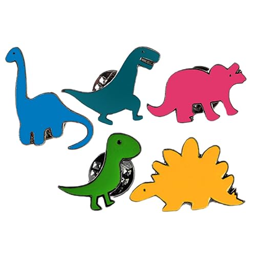 Yardenfun 5stücke Dinosaurier-anstecker Emaille Broschen Cartoon Revers Pins Damen Schmuck Für Kleidung Mütze Schal Rucksack Accessoires von Yardenfun