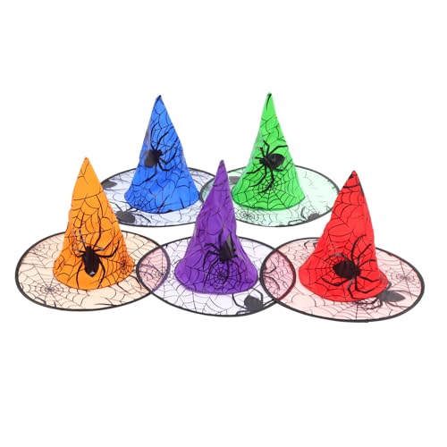 Yardenfun 5 Stück Spinnennetz Hexenhut Spinnen Design Hexenhut Halloween Hexenhüte Halloween Hut Verzierung Halloween Design Hut Cosplay Hut Für Halloween Hexenhut Dekoration Hut von Yardenfun