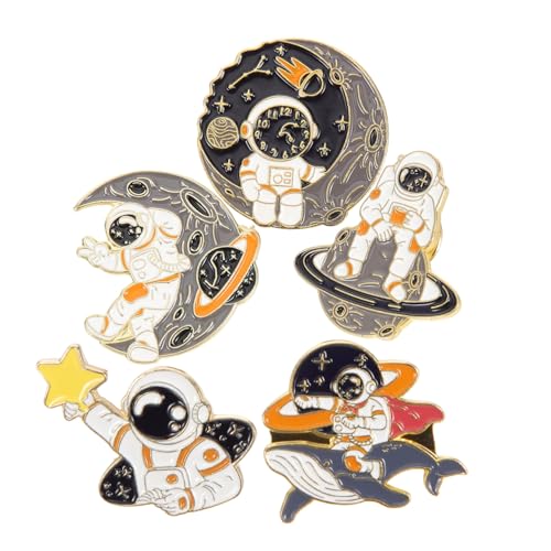 Yardenfun 5 Stück Teiliges Cartoon Astronaut Brosche Metall Anstecker für Kleidung Taschen Rucksäcke Niedliche Emaille Pins für Freunde von Yardenfun