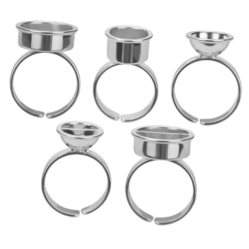Yardenfun 5 Stück Teiliges Edelstahl Tattoo Pigment Halter Wiederverwendbare Offene Ringbecher mit Elastischem Design Geeignet für Augenbrauen microblading und Wimpernverlängerung Stabil von Yardenfun