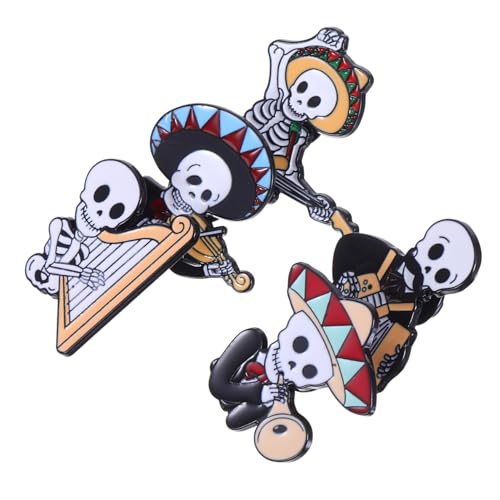 Yardenfun 5 Stück Teiliges Emaille Broschen Cartoon Totenkopf Anstecknadeln Bunte Pins für Rucksäcke Kleidung Taschen Modische Aufstecker für Party und Alltag von Yardenfun