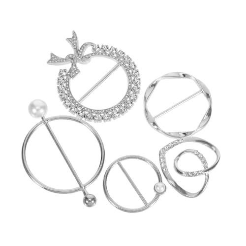Yardenfun 5 Stück Teiliges Vintage Schalring Clips aus Metall mit Perlen und Strass Knotenfeste Halter für Seidenschals Tücher Taillengürtel Elegante Outfit-broschen von Yardenfun