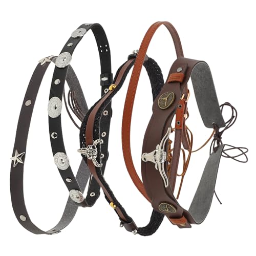 Yardenfun 5 Stück Verstellbare Cowboy Hutbänder Ethnischer Retro Stil mit Kuhkopf Sternmotiven für Damen und Herren Ersatz für Strohhüte Fedoras und Beach Caps Robuste Vintage Accessoires von Yardenfun