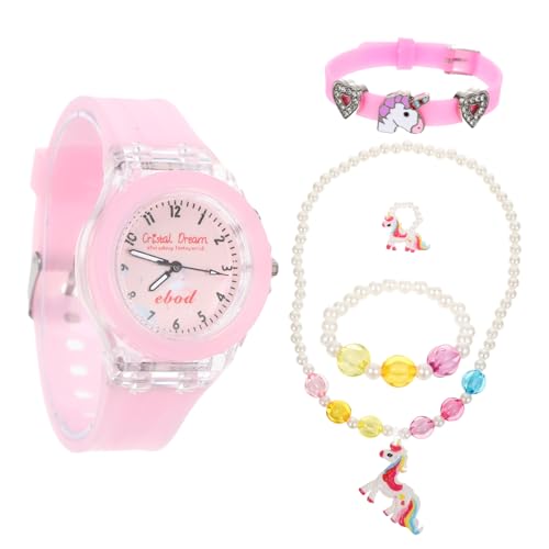 Yardenfun 5 Teiliges Uhrenset Einhorn Uhr Einhorn Armbandring Für Kinder Mädchen Modische Armbanduhr Armbanduhr Für Kinder Armband Für Mädchen Partygeschenke Cartoon Uhr Modische von Yardenfun