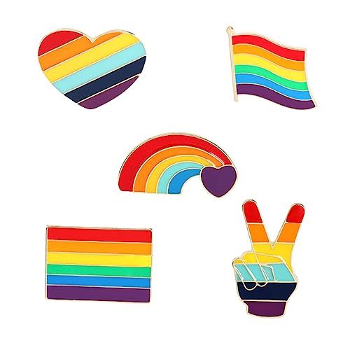 Yardenfun Regenbogen Broschen Satz 5 Stücke Kreative Anstecker für Lgbt Dekoration Regenbogen Reversnadeln Bunte Abzeichen für Kleidung Accessoires Pride Party Geschenkideen von Yardenfun