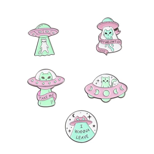 Yardenfun 5stücke Emaille Anstecknadel Rucksack Anstecker Cartoon Brosche Astronaut Katze Motiv Pin Abzeichen Knopf Für Tasche von Yardenfun