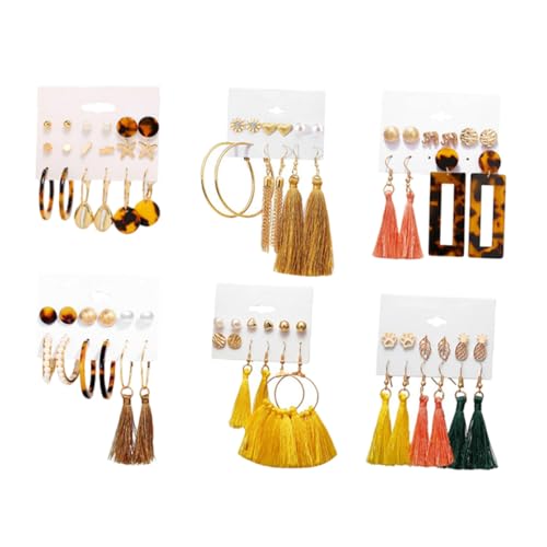 Yardenfun 6 Sätze Boho Ohrring Damen Ohrstecker und Ohrhänger Sommer Ohrschmuck für Frauen Modisch Leicht Vielseitig Passend Schmucksets Damen von Yardenfun