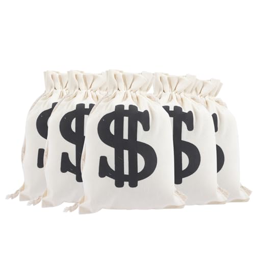 Yardenfun 6 Stück Teiliges Geldbeutel aus Canvas mit Kordelzug Stabile Party Säckchen für Piraten und Geburtstagsfeiern Praktische Geschenkbeutel für Kleingeld und Mitgebsel von Yardenfun