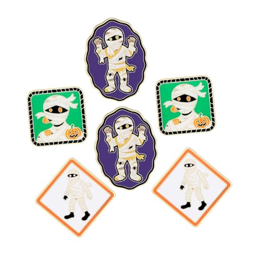 Yardenfun 6 Stück Teiliges Halloween Mumien Broschen Metall Anstecknadeln Kawaii Cartoon Design Lustiger Gothic Look für Damen Vielseitiger Schmuck Party Accessoire von Yardenfun