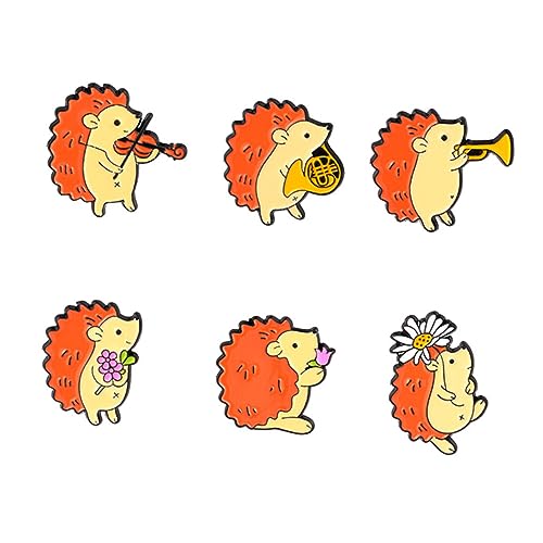 Yardenfun 6 Stücke Tierbroschen Cartoon Igel Broschen Legierungsabzeichen für Kleidung Deko Anstecker für Kinder und Erwachsene Broschen für Taschen und Jacken von Yardenfun