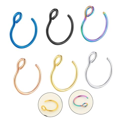 Yardenfun 6stücke Nasenringe Aus Nasenstecker Nasenschmuck Für Damen Piercingschmuck Mit Schloss Nasendekoration in Roségold Silber Dunkelblau von Yardenfun