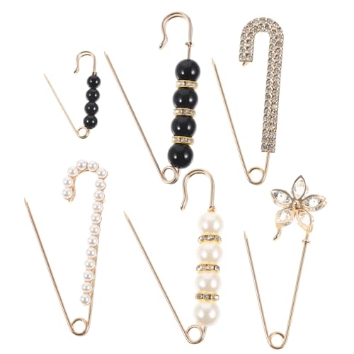 Yardenfun 6stücke Teiliges Taillen-broschen Und Clips Für Kleidung Verstellbare Sicherheitsnadeln Mit Perlen Hosen-pins Und Schal-clips Für Elegantes Styling Und Perfekten Sitz von Yardenfun