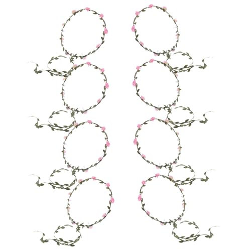 Yardenfun 8 Stück Blumenkranz Haarband Rosa Braut Haarschmuck Leichtes Material Künstliche Blumen Krone Für Strandhochzeit Party Fotografie von Yardenfun