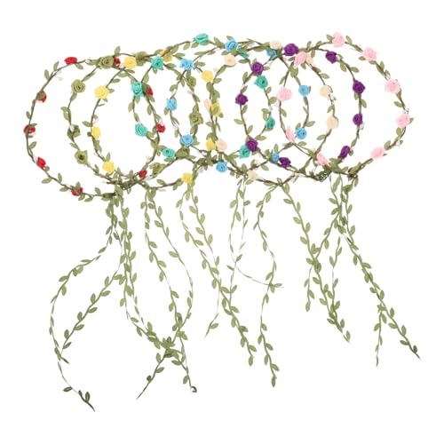 Yardenfun 8 Stück Teiliges Blumenkranz set Haarschmuck für Mädchen Buntes Stirnband für Braut Blumenmädchen Vielseitiger Kopfschmuck für Hochzeit Strand Fotoshooting von Yardenfun