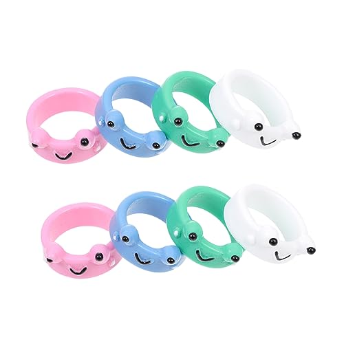 Yardenfun 8 Stück Teiliges Set Niedliche Cartoon Frosch Ringe Kunststoff Dekorative Fingerringe für Frauen Farbenfrohe und Bequeme Finger Juwelen für Besondere Anlässe und Alltagsmode von Yardenfun