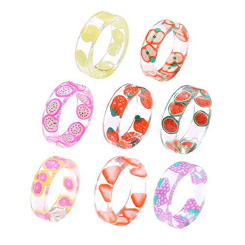Yardenfun 8stücke Harz Finger Ring Schöner Sommer Obst Ring Mädchen Kreativer Für Teenager-mädchen von Yardenfun