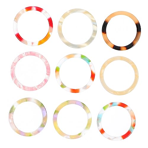 Yardenfun 9Stücke Vintage Acetat Ringe für Damen Retro Runde Fingerringe Leichtem Stapelbare Ringe für Verschiedene Outfits von Yardenfun
