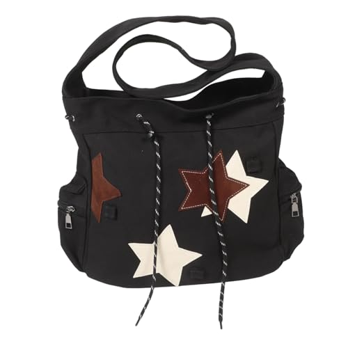Yardenfun Aesthetic Schultertasche für Schule Unisex Umhängetasche mit Großem Volumen Vielseitig Tragbar für Schüler und Studenten Schwarz von Yardenfun