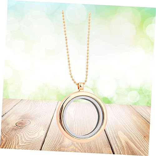 Yardenfun Alloy Rundhalskette mit Offenem Glasanhänger Befüllen DIY Memory Locket Damen Herren Schmuckanhänger Goldfarbig Personalisierbar von Yardenfun