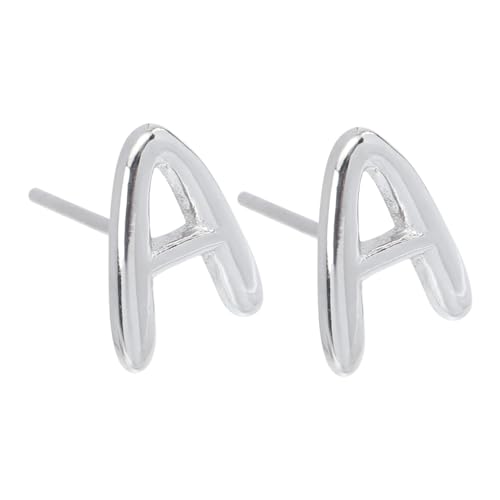 Yardenfun Alphabet Ohrstecker A Silber Push Back Design Klassische Buchstaben Ohrringe Leichte Initial Ohrstecker Modisches Accessoire für Alltag Party von Yardenfun