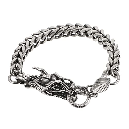 Yardenfun Drachenarmband Herren Antikes Drachen Dekoarmband Titanstahl Vintage Herrenarmband für Besondere Anlässe Schmuck für Männer Retro Handgelenkdekoration von Yardenfun