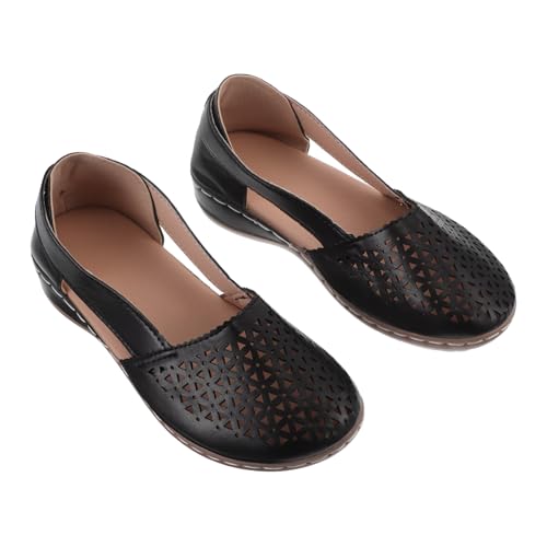 Yardenfun Atmungsaktive Damen Wedgesandalen mit Geschlossenem Zehenbereich Stabiler Keilabsatz Minimalistisches Design Vielseitig Einsetzbar für Sommer Outdoor Walking Schwarz von Yardenfun