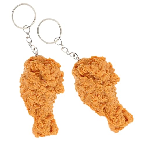Yardenfun Rucksack-Lebensmittel-schlüsselanhänger-Set in Form Eines Hähnchenschenkels Lustiger Dekorativer Schlüsselanhänger 2 Stück von Yardenfun